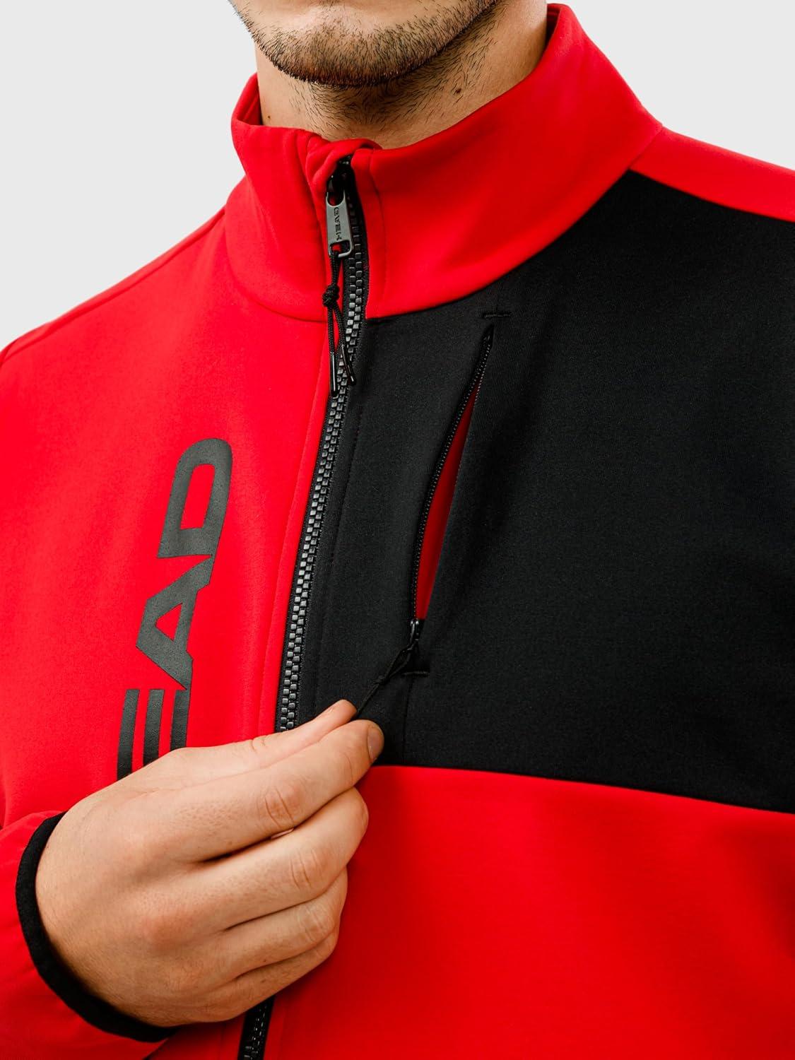 imageHEAD Mens Martin Full Zip Midlayer Power Stretch QuickDry Performance Regular FitRed Black