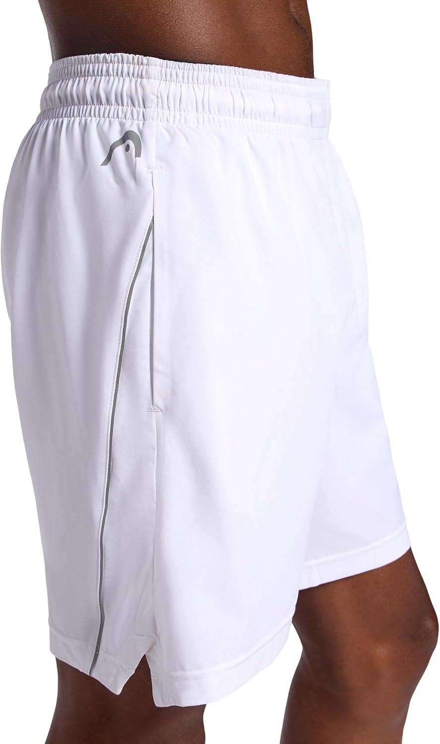 imageHead Mens Crosscourt Short Standard Fit 7 Inseam Stretch Lightweight Material MoistureWickingStark White