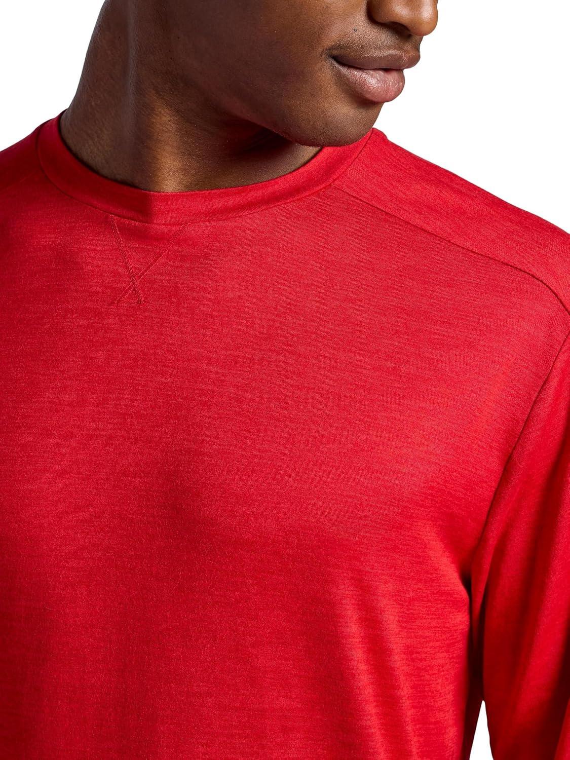 imageHead Mens Guard Long Sleeve Crewneck Top Relaxed Fit Stretch Midweight MaterialRacing Red Heather