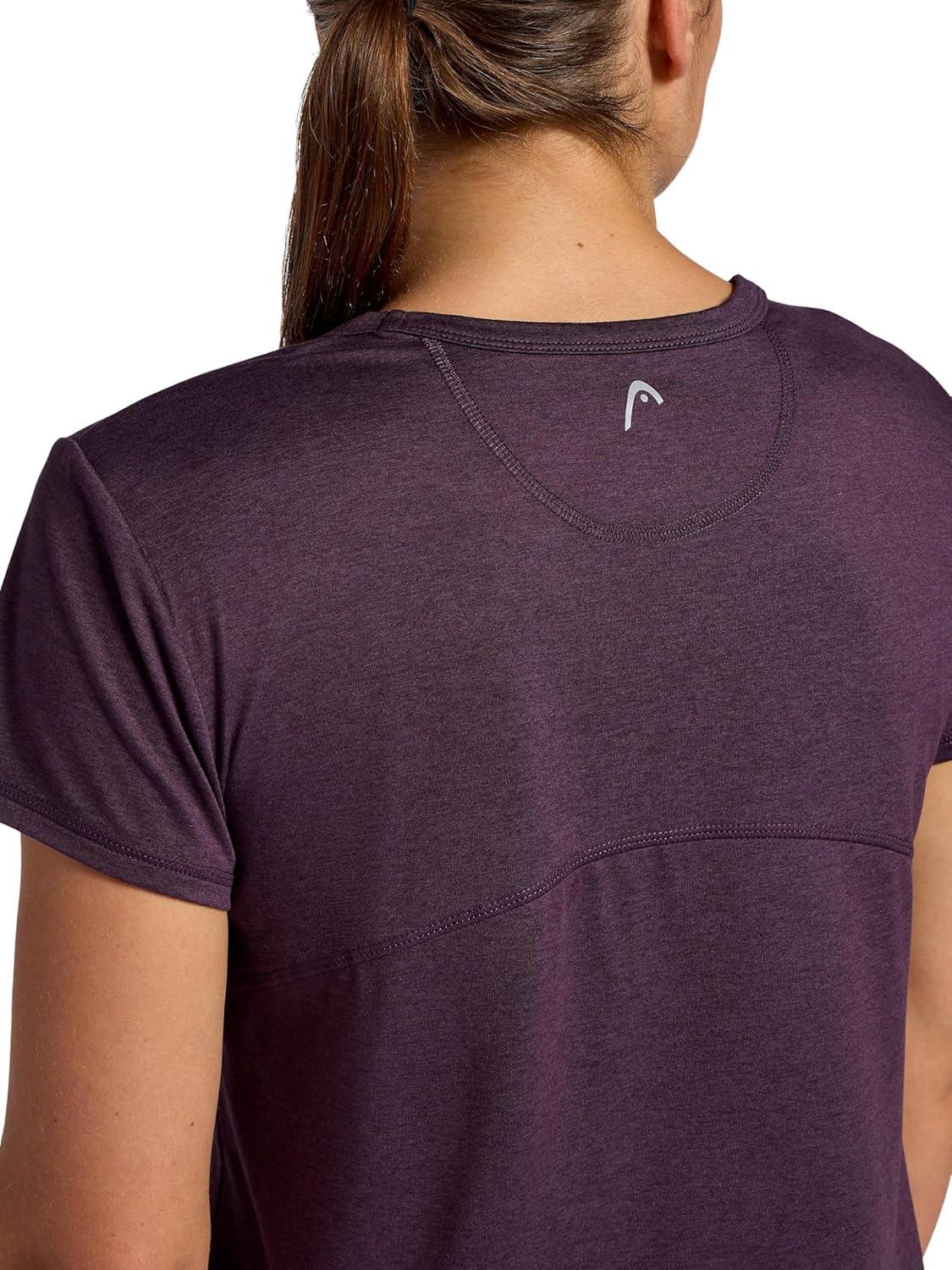 imageHead Womens Cropped Crewneck TShirt with Back Detail Relaxed Fit Stretch Midweight MaterialPlum Perfect Heather
