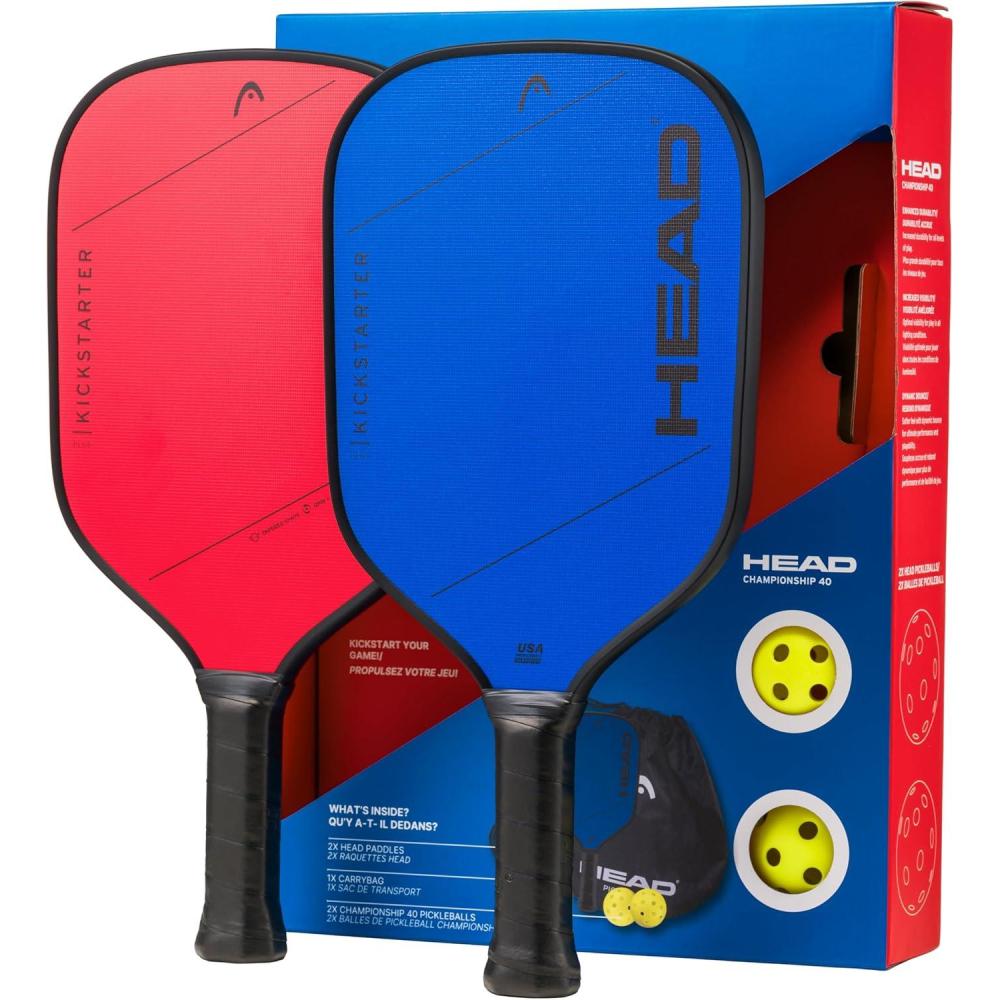imageHEAD Kickstarter Pickleball Starter Set 2 Kickstarter Plus Paddles 2 Outdoor Pickleballs Carry Bag Beginner Friendly Lightweight Pickleball Kit