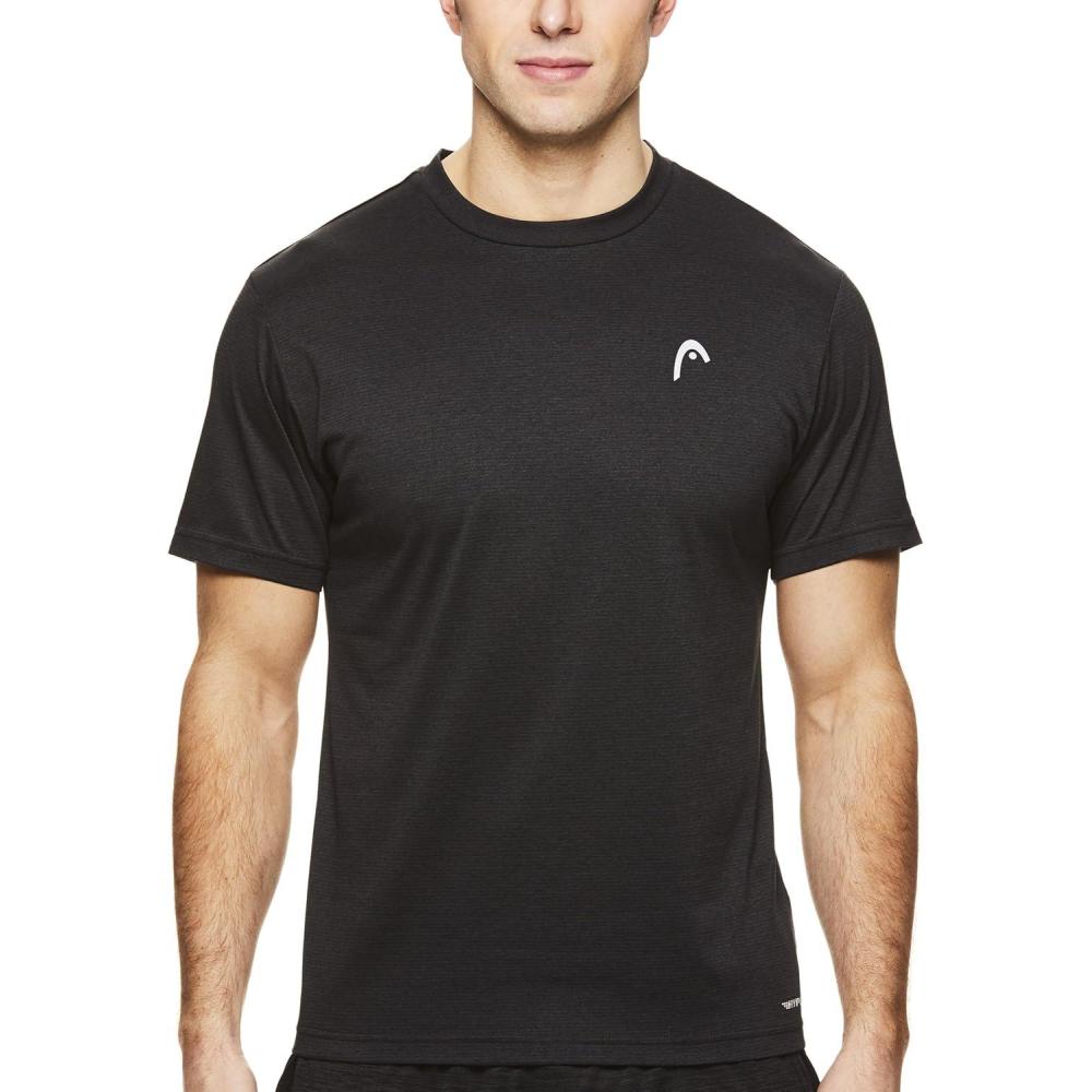 imageHEAD Mens Crewneck Gym Training amp Workout TShirt Short Sleeve Activewear TopBlack Heather