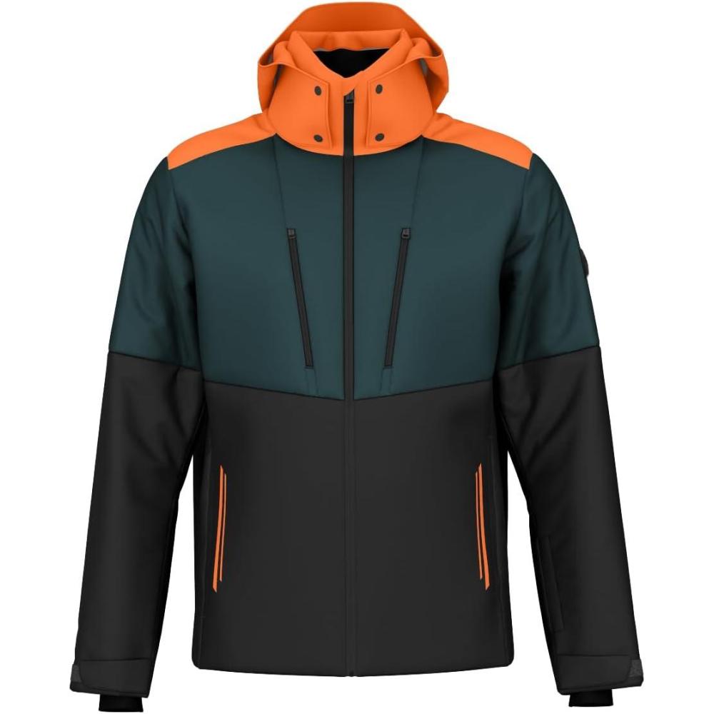 imageHEAD Mens Neo Insulated Ski Jacket Waterproof Stretch Fabric Detachable Hood amp Snow GaiterDark Teal Black