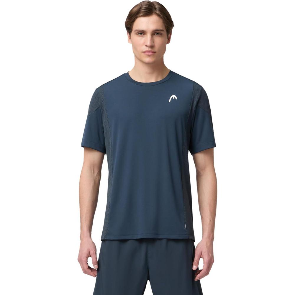 imageHEAD Mens Slice TShirt Lightweight MoistureWicking Athletic Tennis Shirt with Breathable Mesh PanelsNavy