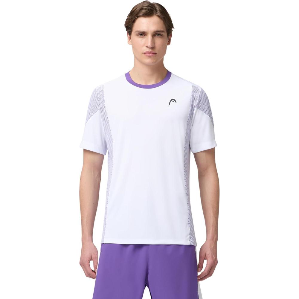 imageHEAD Mens Slice TShirt Lightweight MoistureWicking Athletic Tennis Shirt with Breathable Mesh PanelsWhite Purple