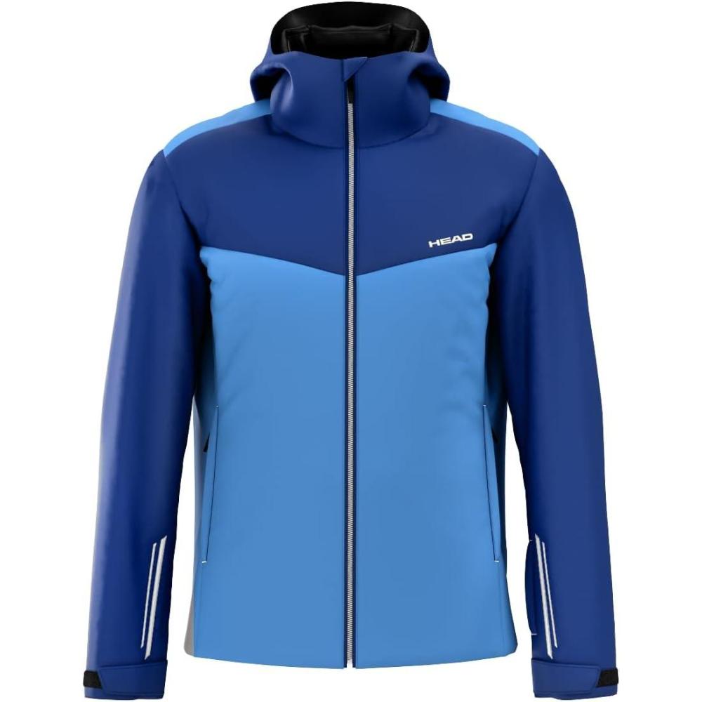 imageHEAD Mens Supershape Insulated Ski Jacket  Waterproof Stretch Fabric Detachable Hood amp Snow GaiterAdmiral  French Blue