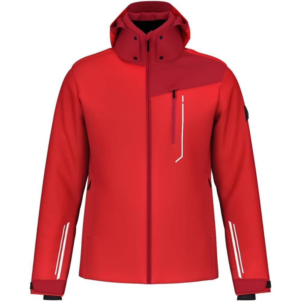 imageHEAD Mens Supershape Insulated Ski Jacket Waterproof Stretch Fabric Detachable Hood amp Snow GaiterRed Chili
