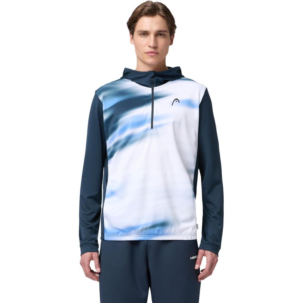 imageHEAD Mens TopSpin Performance Hoodie with Modern Print MoistureWicking Fabric Half Zip Design amp Athletic FitNavy Print