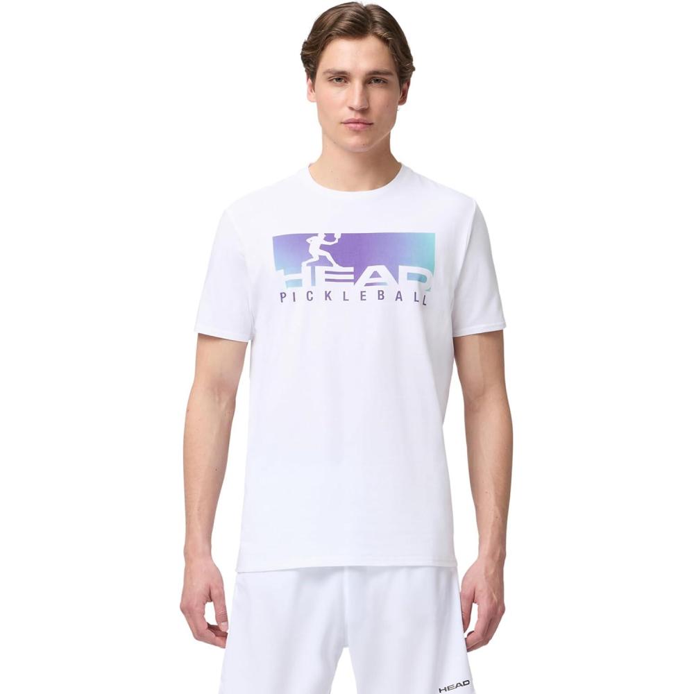 imageHEAD Mens Vision TShirt  Cotton Blend Performance Tee with MoistureWicking Fabric and Modern Graphic PrintWhite Purple