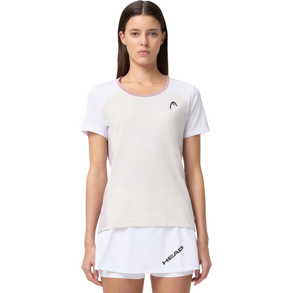 imageHEAD Womens Play Tech TShirt  Sporty Performance Tennis Top with Breathable Mesh PanelsWhite