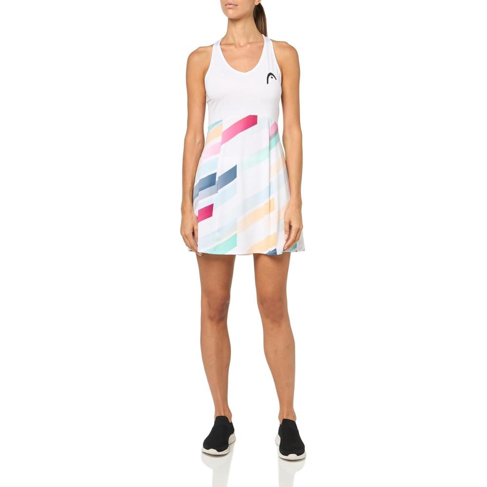 imageHEAD Womens Pro Performance Tennis Dress Moisture Wicking Stretch Athletic Dress with Builtin ShortsWhiteApricot