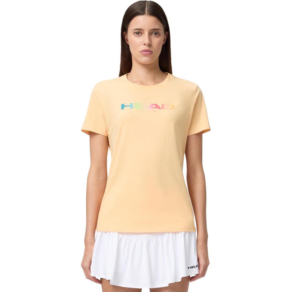 imageHEAD Womens Rainbow TShirt MoistureWicking Logo Tee with Stretch Cotton Blend for Sport and Everyday WearApricot