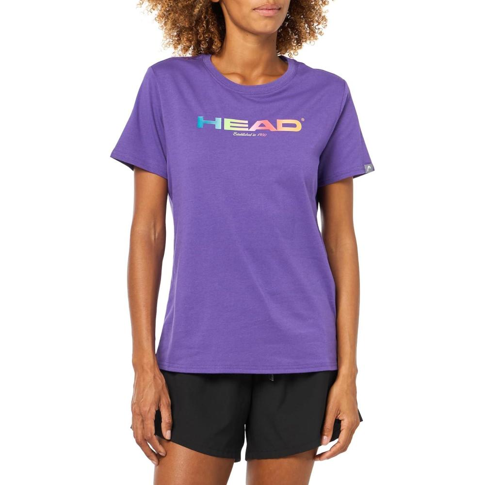 imageHEAD Womens Rainbow TShirt MoistureWicking Logo Tee with Stretch Cotton Blend for Sport and Everyday WearPurple