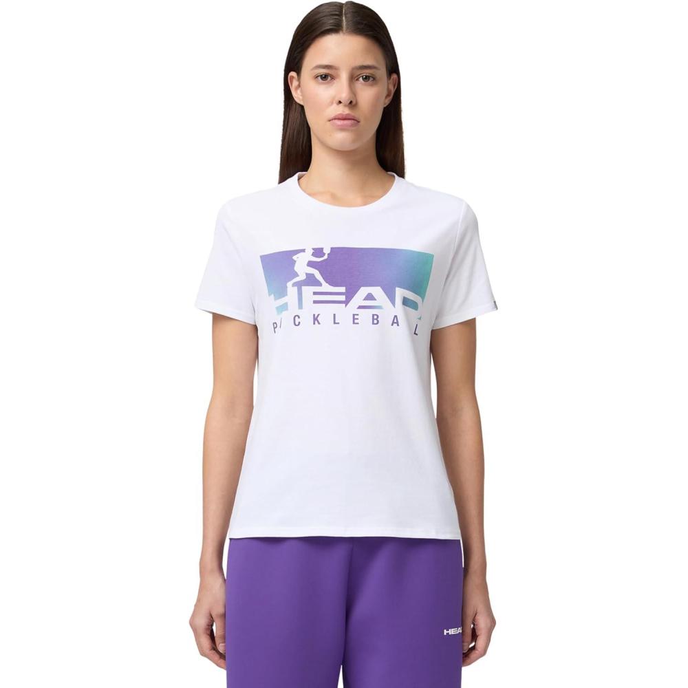 imageHEAD Womens Vision TShirt  Performance Cotton Blend Logo Tee with MoistureWicking ComfortWhite Purple