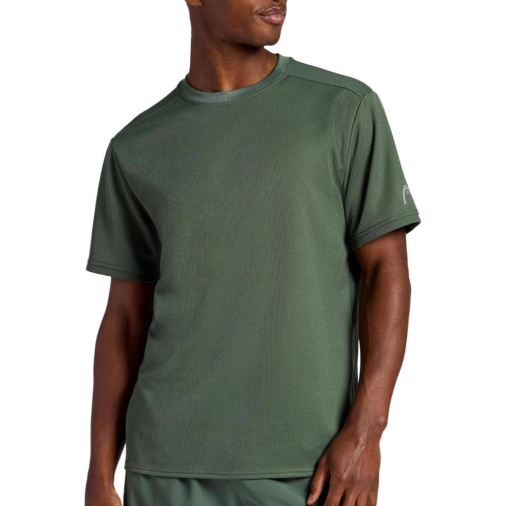 imageHead Mens Elite Flex Short Sleeve Waffle Tech Crewneck TShirt Relaxed Fit Midweight MaterialDuck Green