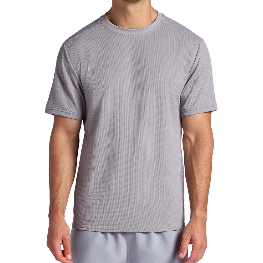 imageHead Mens Elite Flex Short Sleeve Waffle Tech Crewneck TShirt Relaxed Fit Midweight MaterialSleet