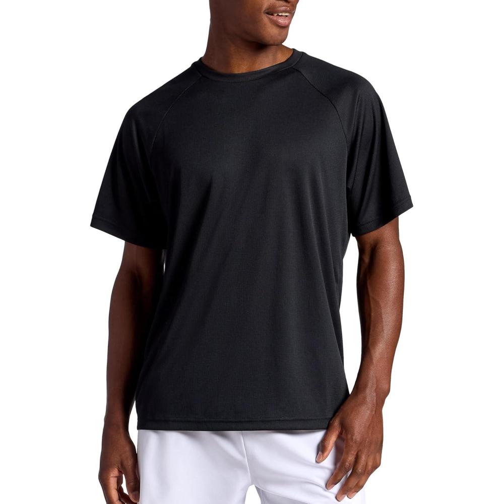 imageHead Mens Flex Raglan Crewneck TShirt Standard Fit Lightweight and Breathable Grid MeshBlack