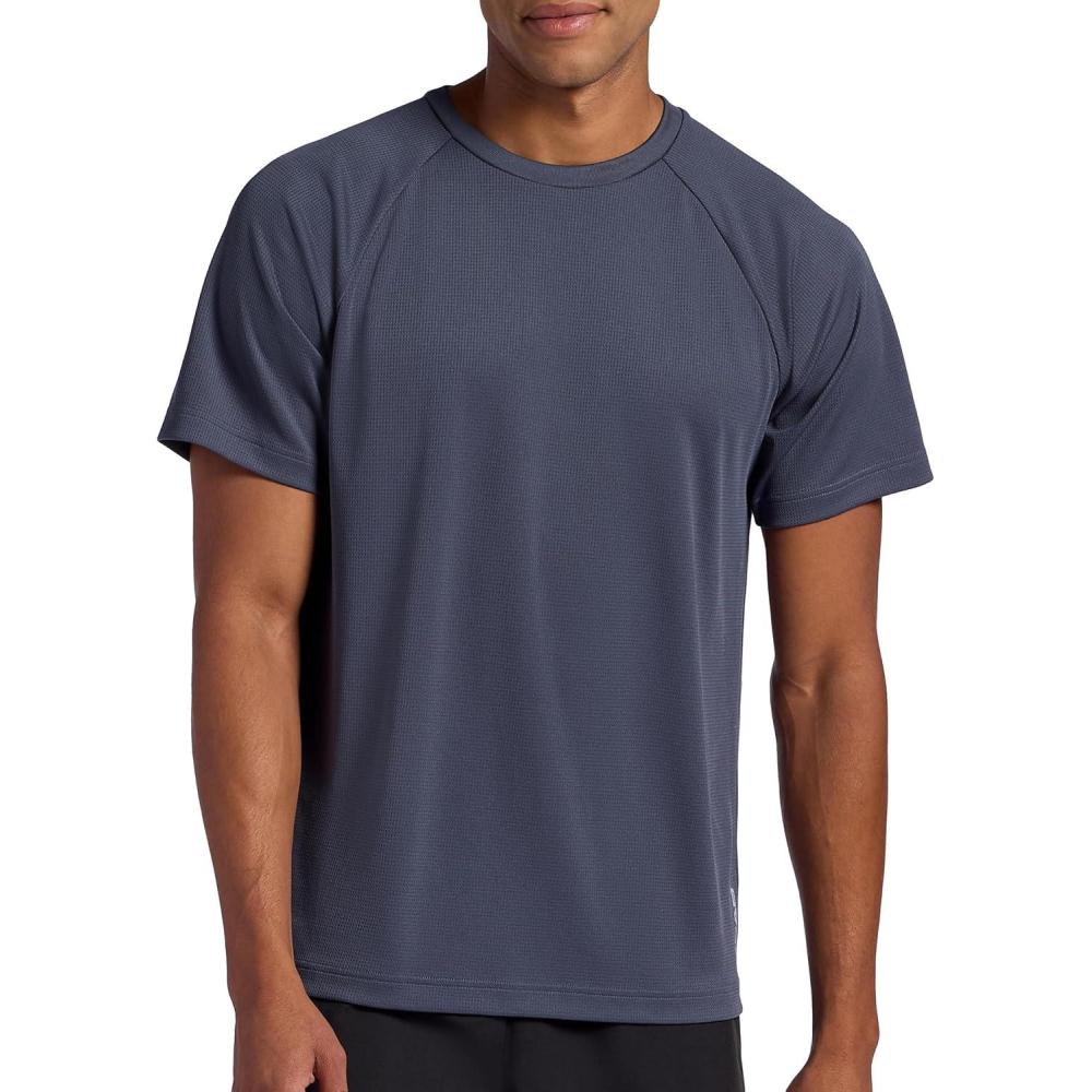 imageHead Mens Flex Raglan Crewneck TShirt Standard Fit Lightweight and Breathable Grid MeshCool Grey
