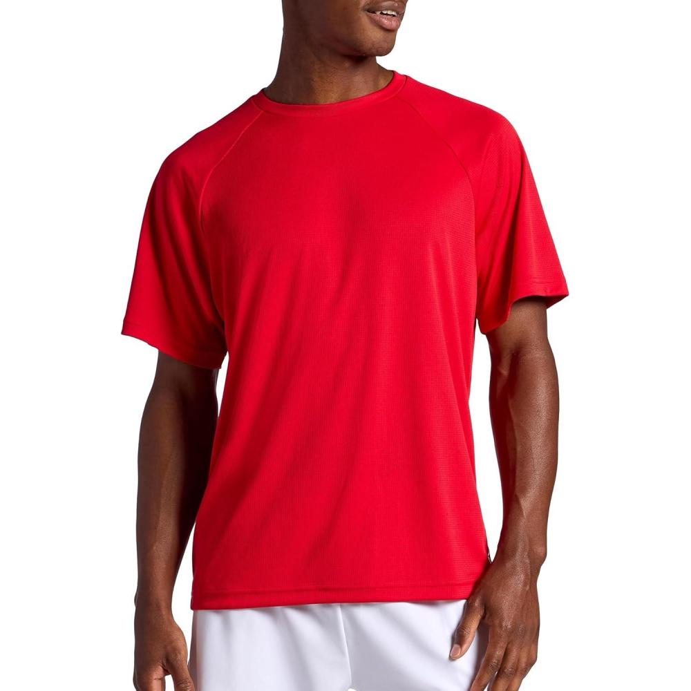imageHead Mens Flex Raglan Crewneck TShirt Standard Fit Lightweight and Breathable Grid MeshTrue Red
