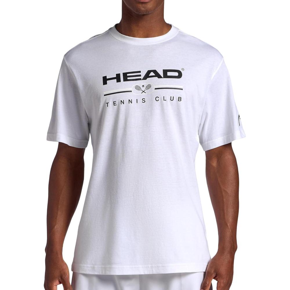 imageHead Mens Graphic Crewneck TShirt Standard Fit Soft Midweight CottonPolyester MaterialStark Whitetennis Club