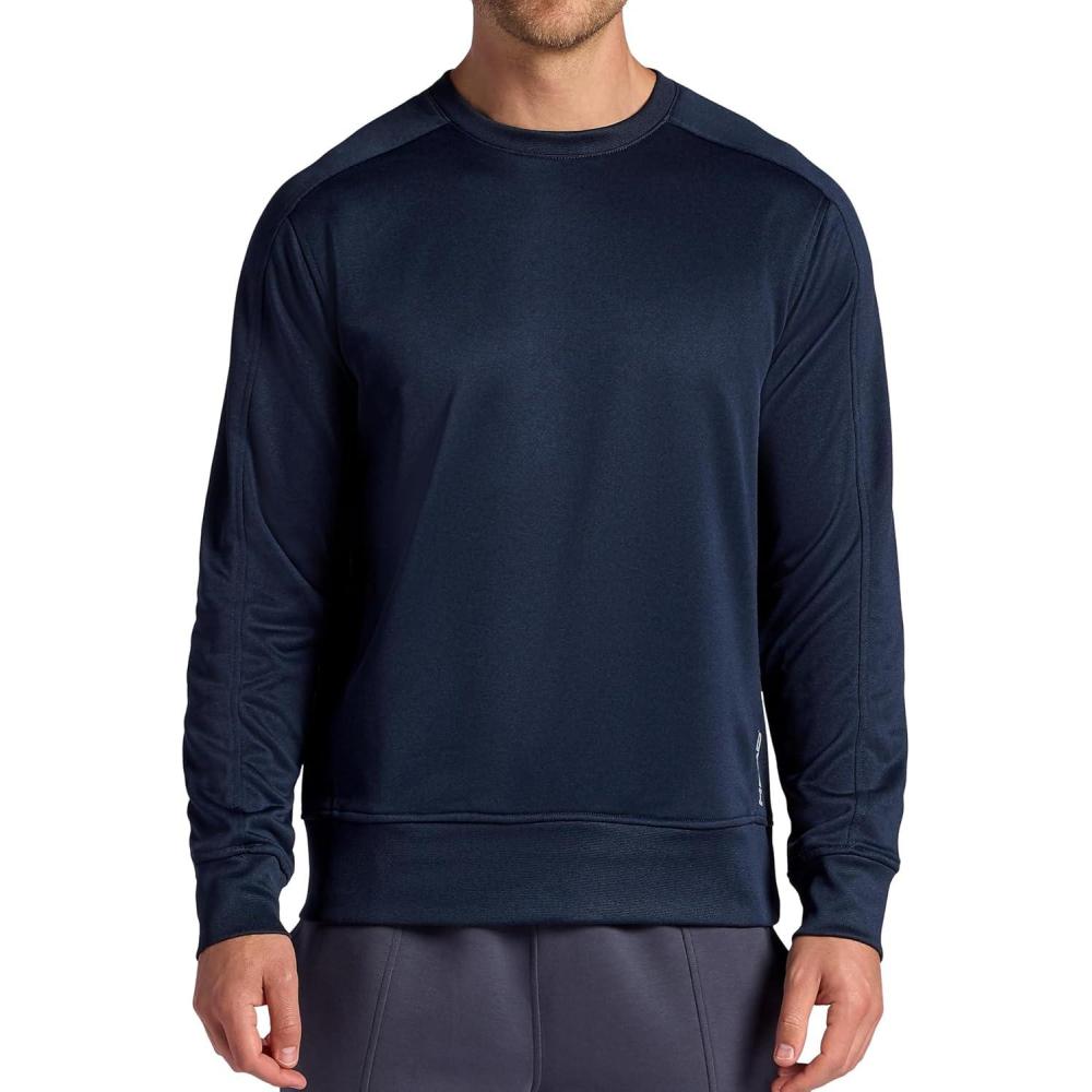 imageHead Mens Heat French Terry Crewneck Long Sleeve Top Standard Fit Midweight MaterialNavy Heather