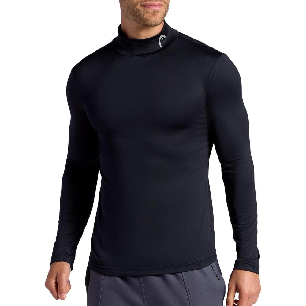 imageHead Mens Long Sleeve Training Mock Neck Top Standard Fit Stretchy Midweight MaterialBlack