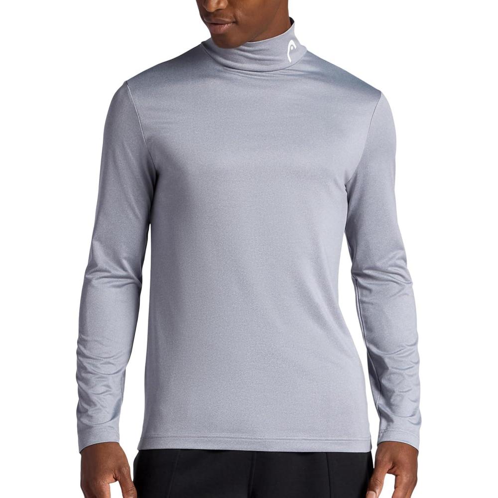 imageHead Mens Long Sleeve Training Mock Neck Top Standard Fit Stretchy Midweight MaterialSleet Heather