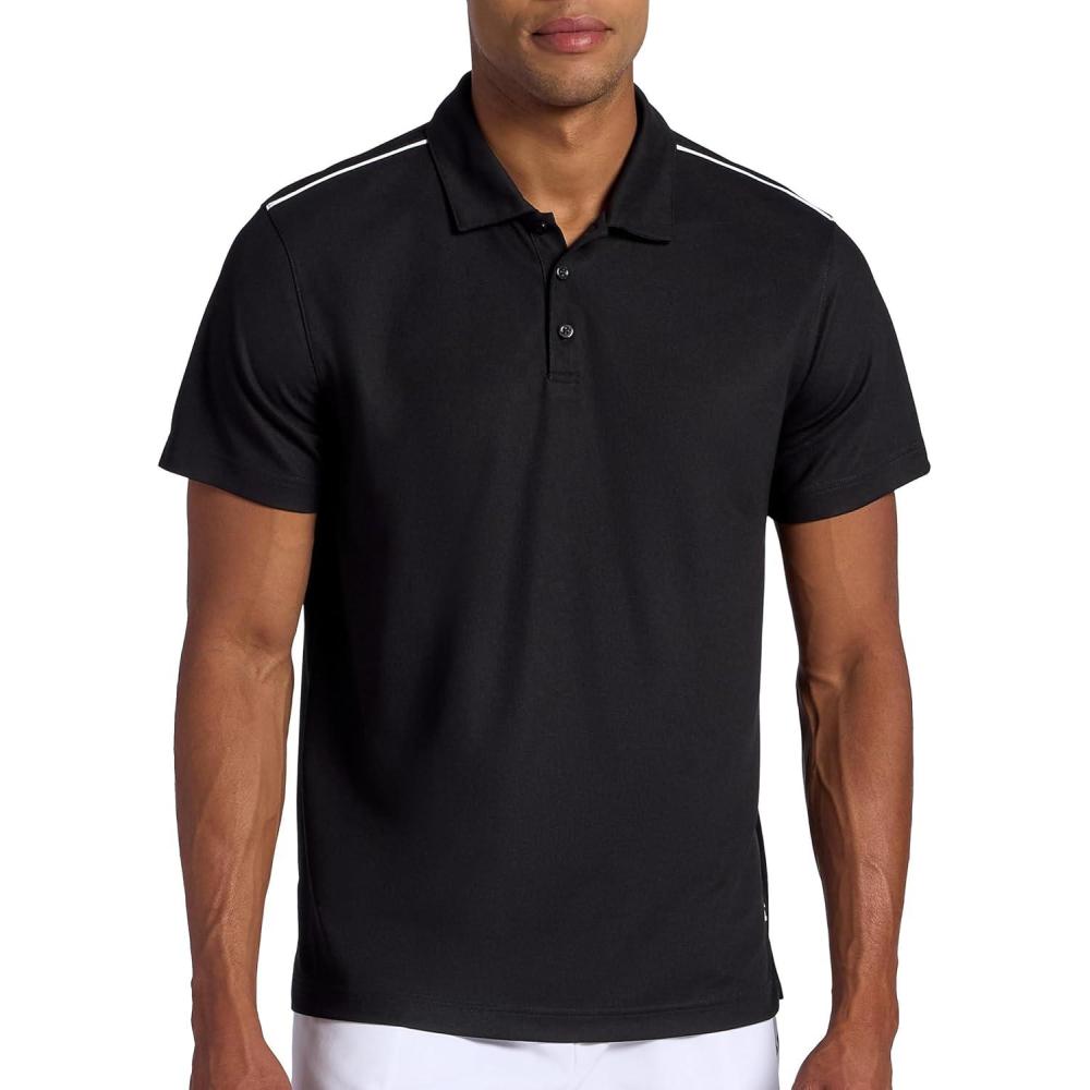 imageHead Mens Net Point Polo Shirt Standard Fit Lightweight Performance Pique MaterialBlack