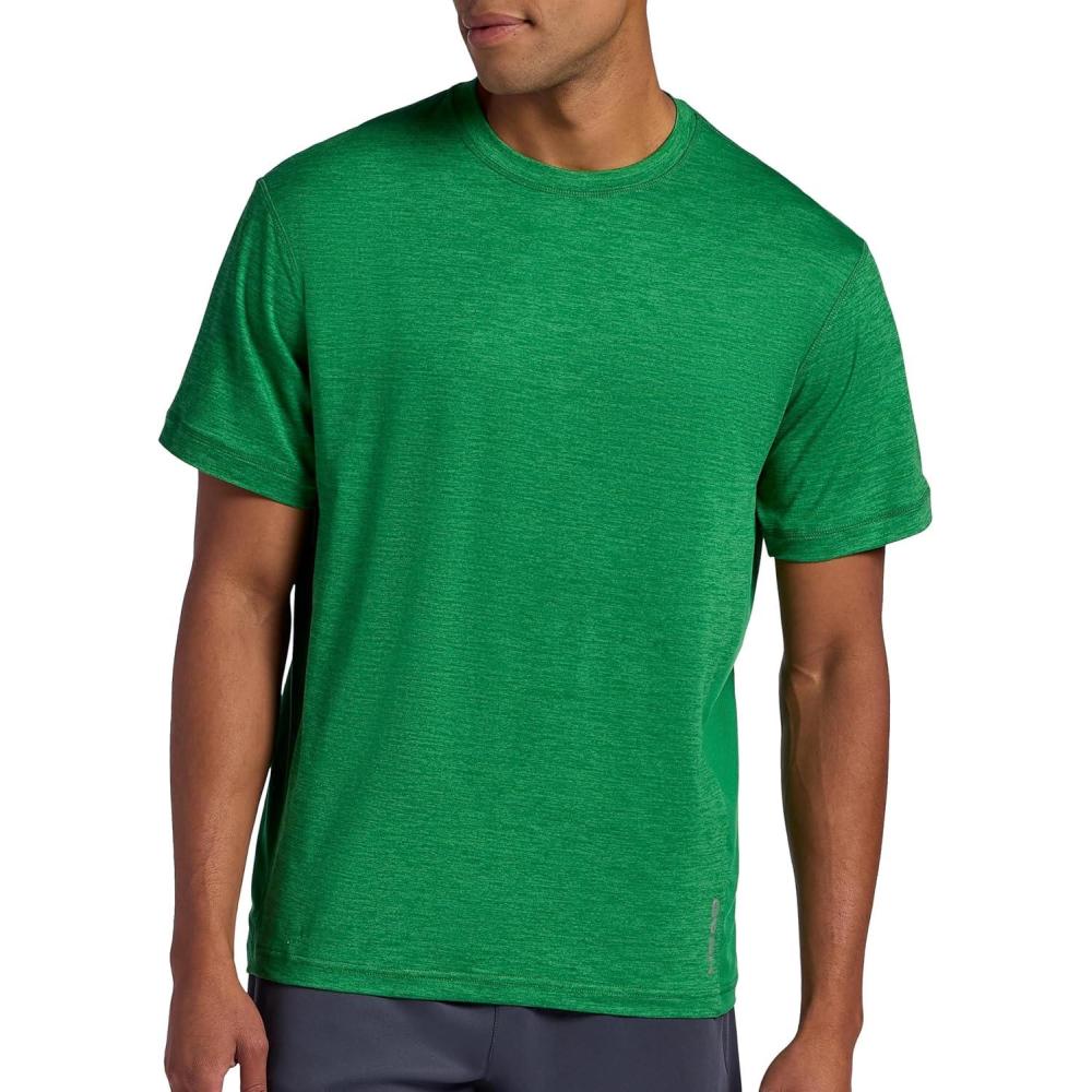 imageHead Mens Short Sleeve Active Crewneck TShirt Standard Fit Midweight Peached Stretch MaterialAmazon Green Heather