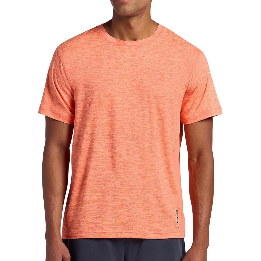 imageHead Mens Short Sleeve Active Crewneck TShirt Standard Fit Midweight Peached Stretch MaterialLiving Coral Heather
