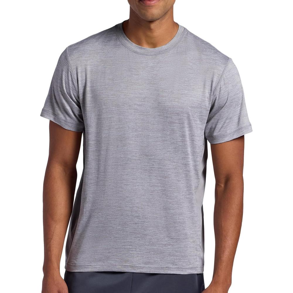 imageHead Mens Short Sleeve Active Crewneck TShirt Standard Fit Midweight Peached Stretch MaterialSleet Heather