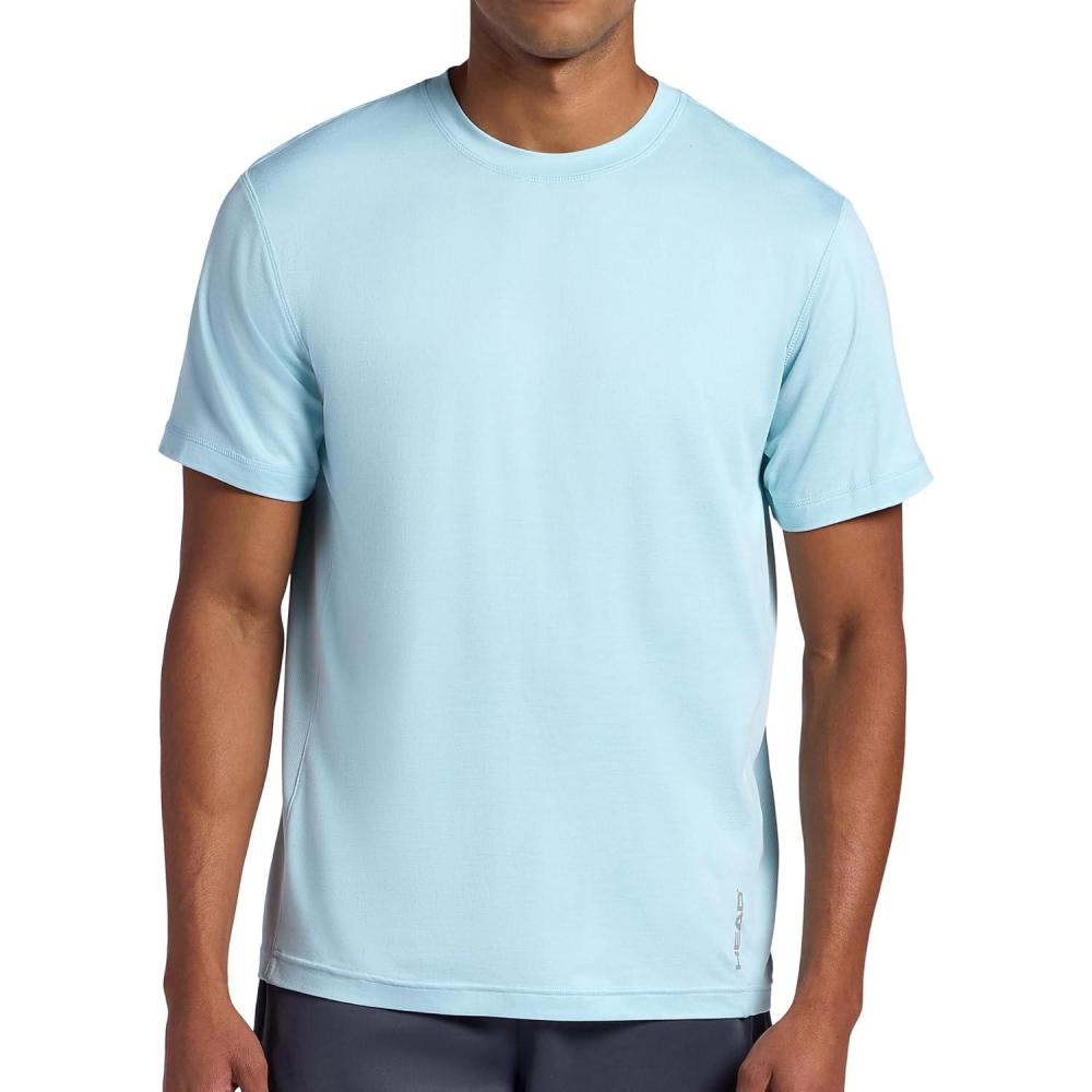 imageHead Mens Short Sleeve Active Crewneck TShirt Standard Fit Midweight Peached Stretch MaterialStratosphere Heather
