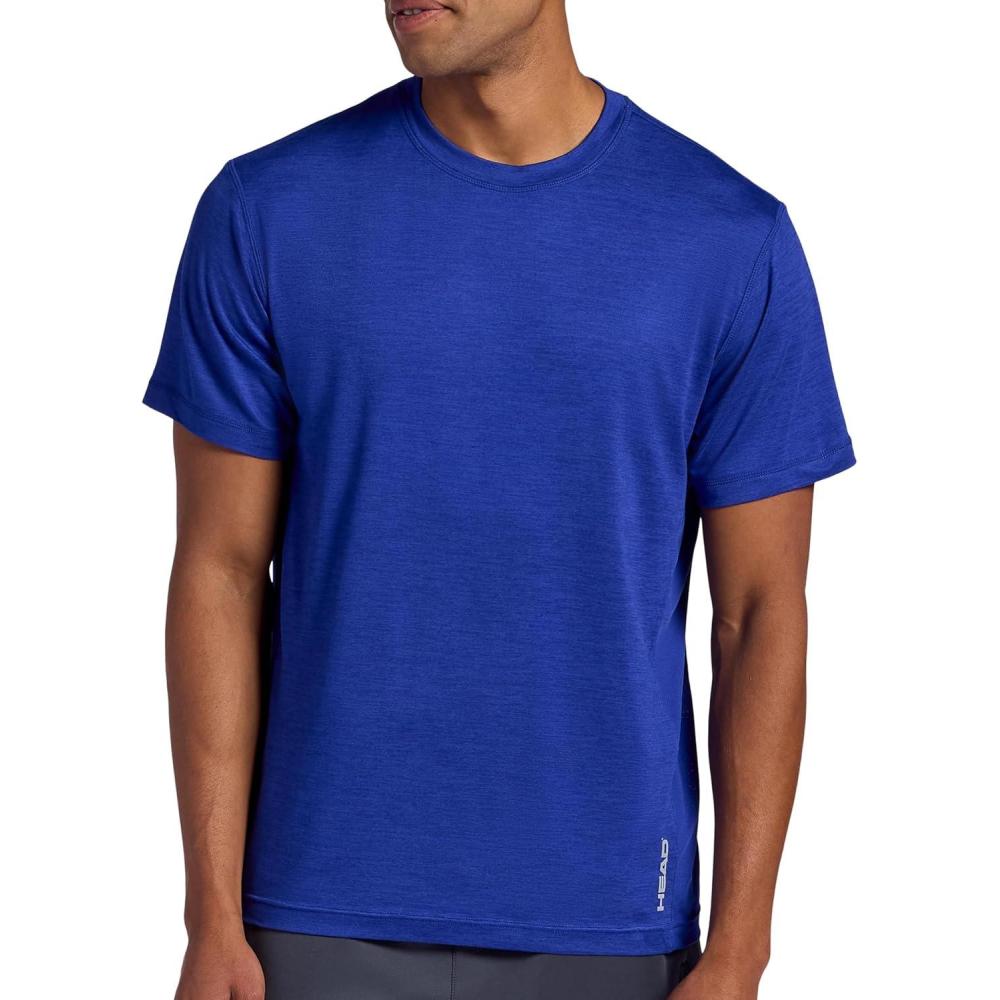 imageHead Mens Short Sleeve Active Crewneck TShirt Standard Fit Midweight Peached Stretch MaterialStreak Heather