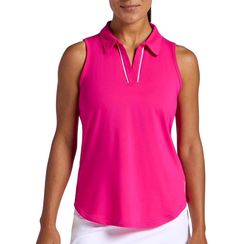 imageHead Womens Breakpoint Piping Polo Tank Top Slim Fit Stretch Lightweight Material MoistureWickingProud Pink