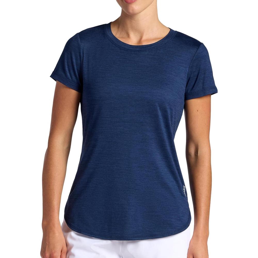 imageHead Womens Halfcourt Short Sleeve TShirt Slim Fit Stretch Midweight Material MoistureWickingDress Blue Heather