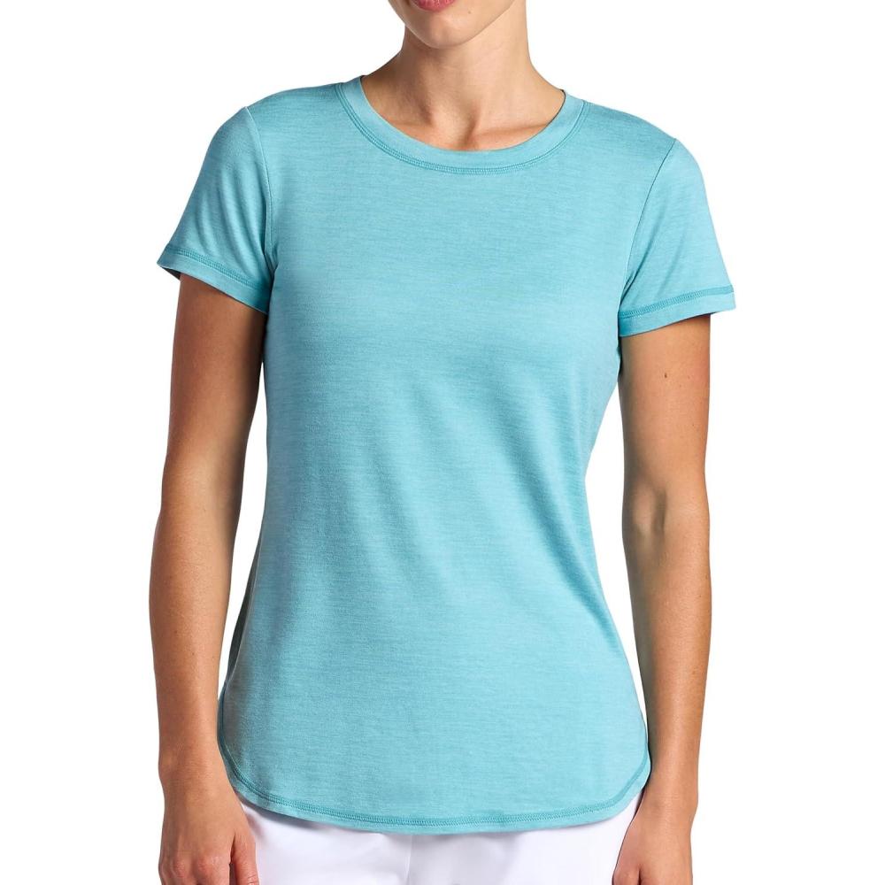imageHead Womens Halfcourt Short Sleeve TShirt Slim Fit Stretch Midweight Material MoistureWickingReef Waters Heather