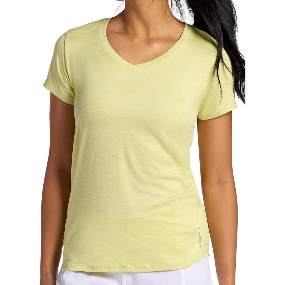 imageHead Womens Short Sleeve TShirt Slim Fit Stretch Lightweight Material MoistureWickingLime Sherbet Heather