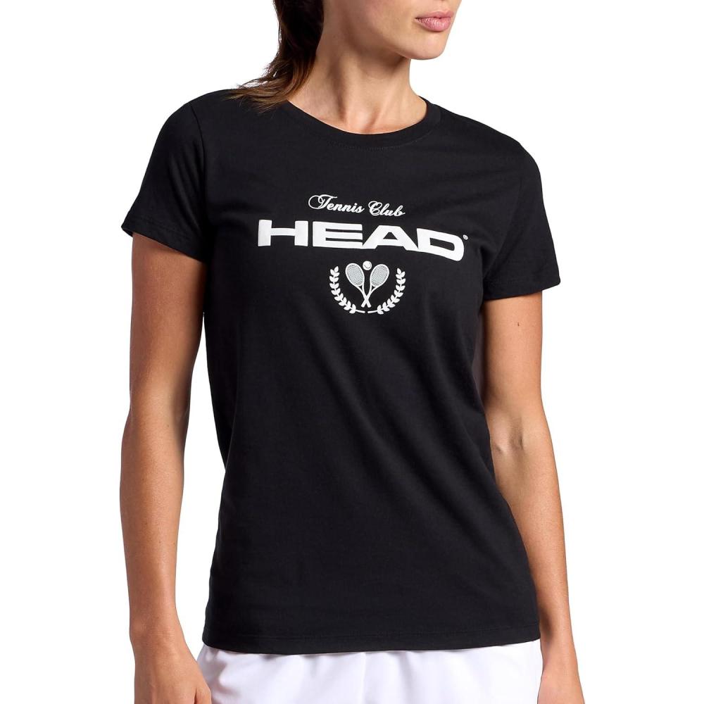 imageHead Womens Tennis Graphic Crewneck TShirt Relaxed Fit Lightweight and Breathable CottonPoly MaterialBlack