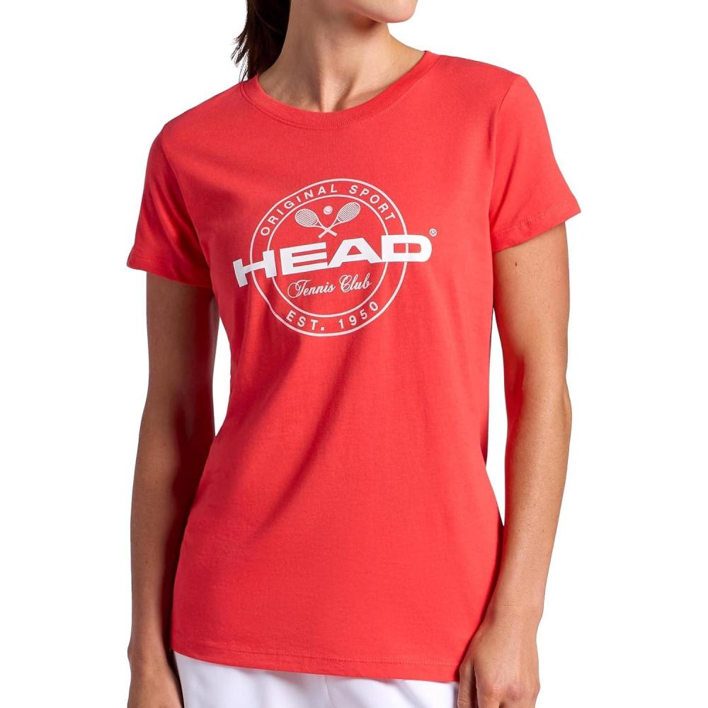 imageHead Womens Tennis Graphic Crewneck TShirt Relaxed Fit Lightweight and Breathable CottonPoly MaterialHibiscus