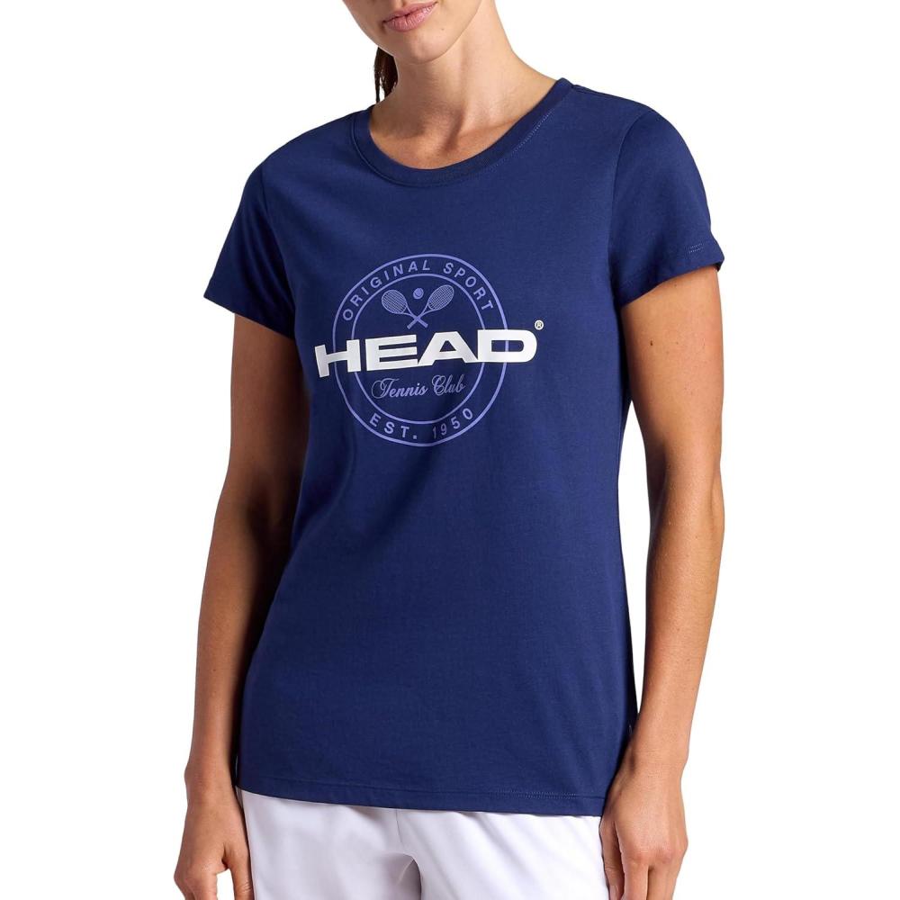 imageHead Womens Tennis Graphic Crewneck TShirt Relaxed Fit Lightweight and Breathable CottonPoly MaterialMedieval Blue
