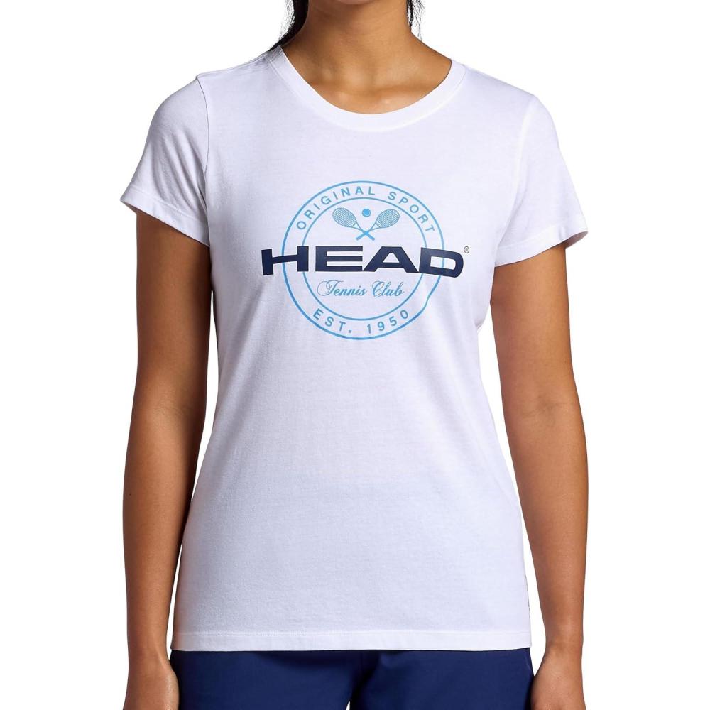 imageHead Womens Tennis Graphic Crewneck TShirt Relaxed Fit Lightweight and Breathable CottonPoly MaterialStark Whiteorginal Sport