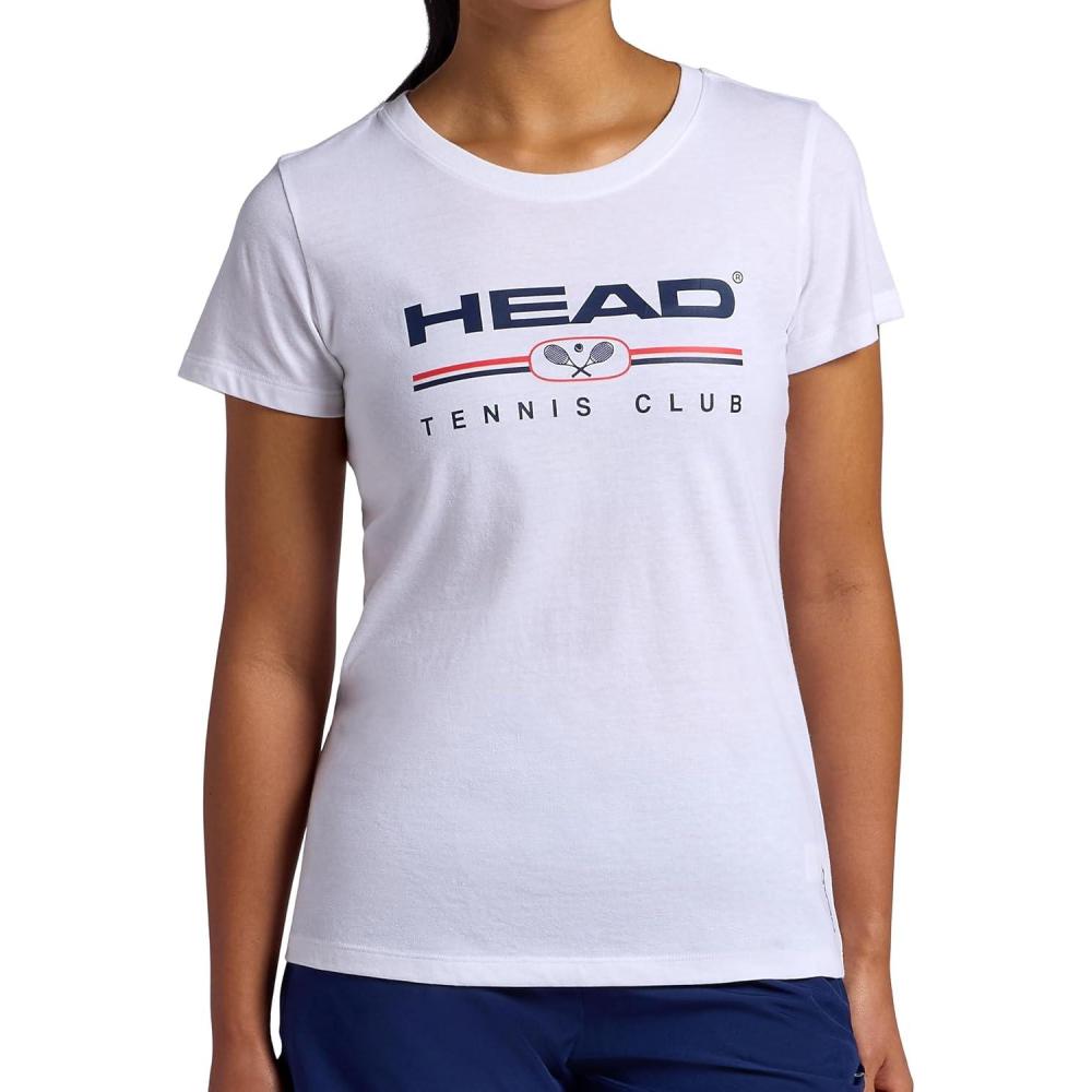 imageHead Womens Tennis Graphic Crewneck TShirt Relaxed Fit Lightweight and Breathable CottonPoly MaterialStark Whitetennis Club