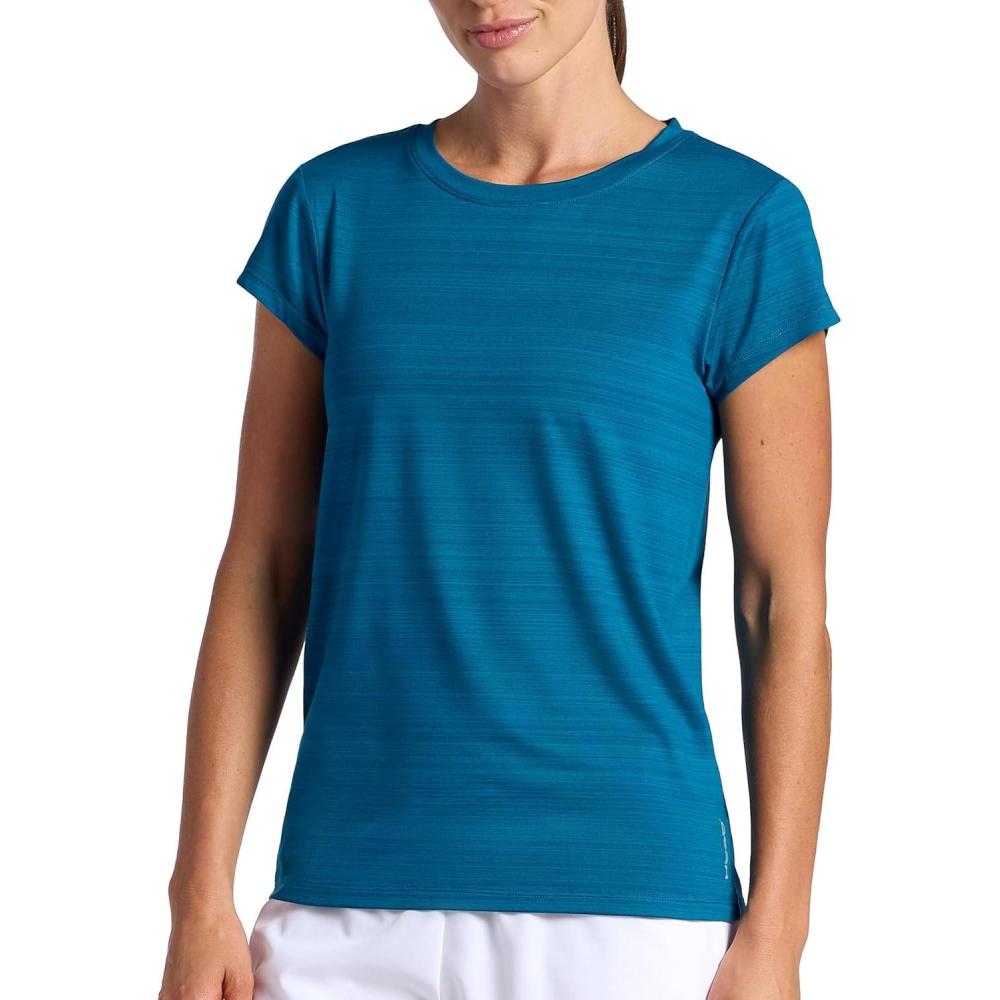 imageHead Womens Victory Classic Short Sleeve Crewneck TShirt Standard Fit Stretch Lightweight MaterialInk Blue