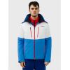 HEAD Men’s Neo Insulated Ski Jacket – Waterproof, Stretch Fabric, Detachable Hood & Snow Gaiter(White  French Blue)