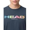 HEAD Men’s Rainbow T-Shirt – Moisture Wicking Cotton Blend Logo T-Shirt with Stretch for Tennis and Everyday Wear(Navy)