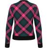 HEAD Women’s Carla Merino Wool Crewneck Pullover – Premium Knit, Luxury Check Design, Après-Ski Style(Dark Teal Dark Pink)
