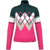 HEAD Women’s Coco Merino Wool Pullover – Quarter Zip, Argyle Knit, Après-Ski & Everyday Style(Dark Teal Dark Pink)