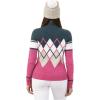 HEAD Women’s Coco Merino Wool Pullover – Quarter Zip, Argyle Knit, Après-Ski & Everyday Style(Dark Teal Dark Pink)