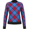 HEAD Women’s Carla Merino Wool Crewneck Pullover – Premium Knit, Luxury Check Design, Après-Ski Style(French Blue Red)