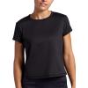 Head Women’s Cropped Crewneck T-Shirt with Back Detail, Relaxed Fit, Stretch Midweight Material(Black Heather)